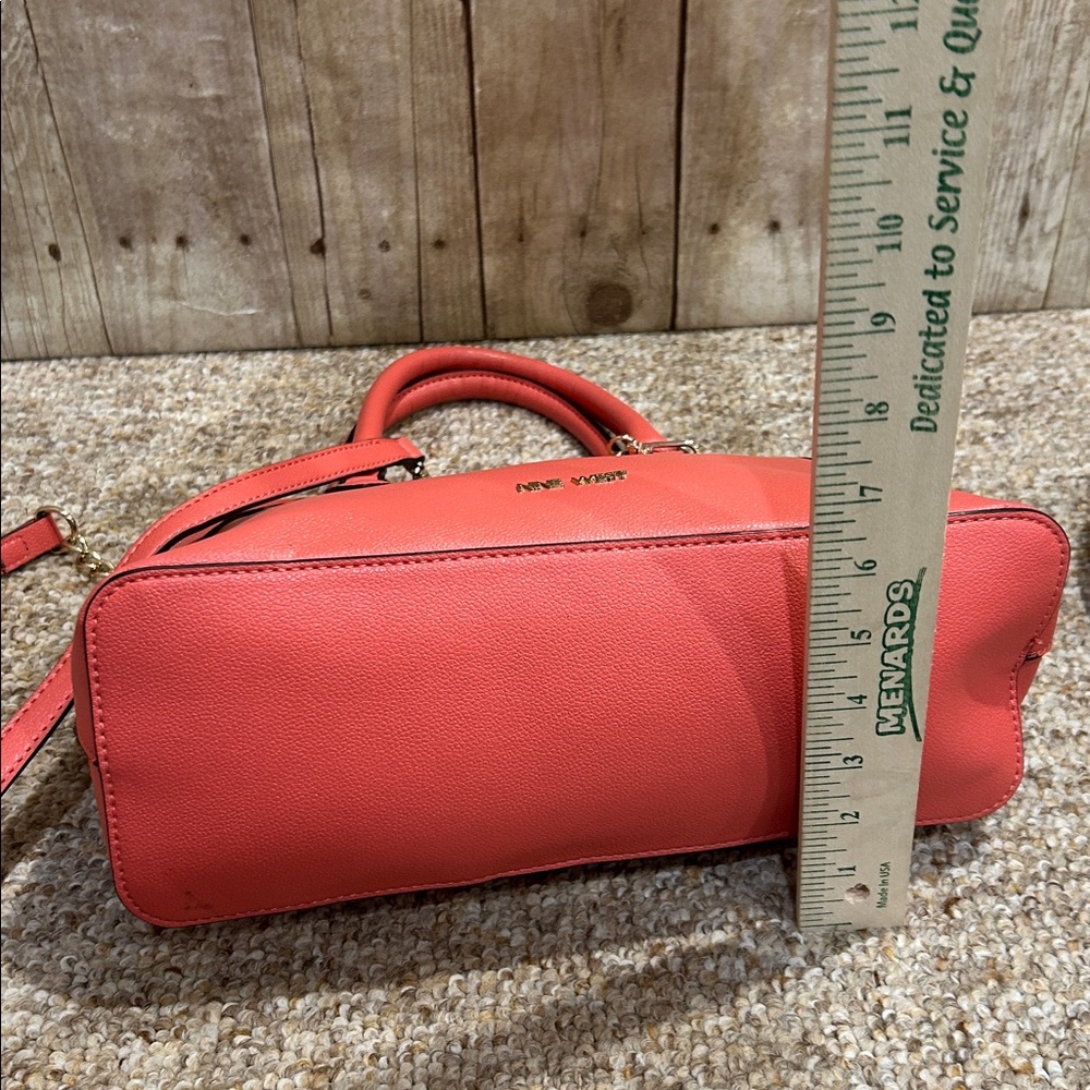 Nine West Vibrant Coral Satchel/ Crossbody Bag detachable adjustable strap - Picture 3 of 11